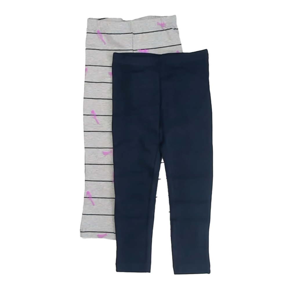 Mightly Girls Navy | Gray Stripe Leggings size: 2-5T